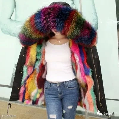 Rainbow Faux Fur Jacket