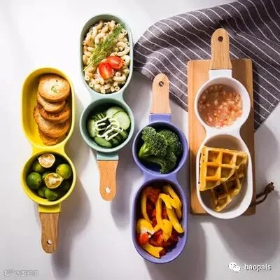 double ceramic bowls with handle