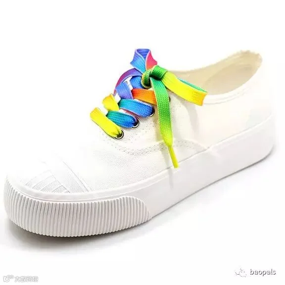 ranbow shoelaces white shoe