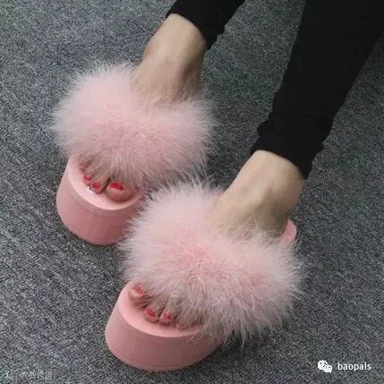 ostrich feather slippers