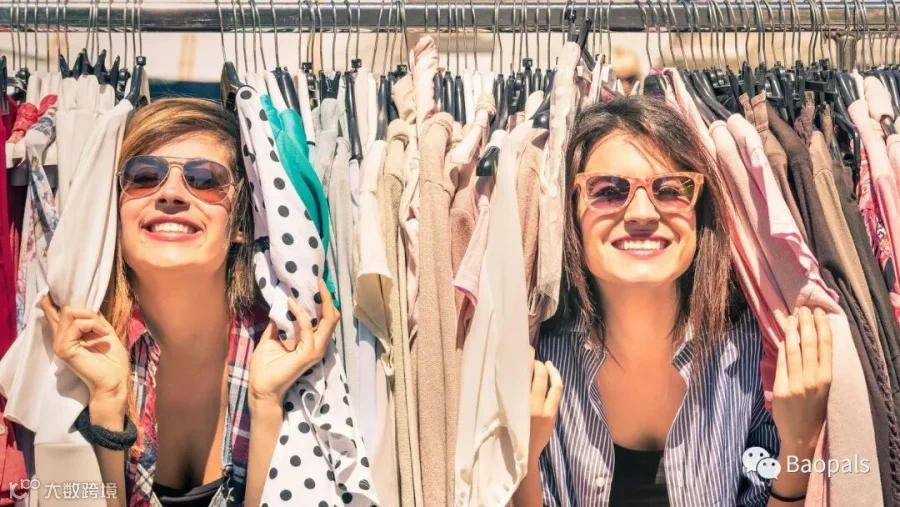 Young Beautiful Women At Flea Cloth Market – Best Friends Sharin