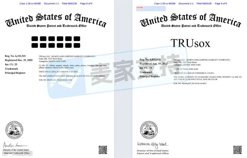 6-cv-04588,资金随时被冻!TRUsox维权来袭,运动袜卖家请立刻避险"