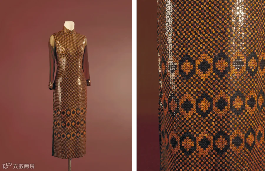 Black georgette qipao with sequin embroidery and stylized floral motif, 1960s–1970s, gift of Ms. Patricia Pei. Courtesy of Shanghai Museum
