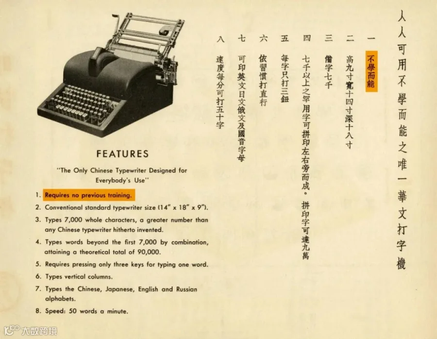 A promotional booklet for the MingKwai typewriter, proclaiming the machine to be “for everybody’s use,” in line with Lin’s vision. From the public domain