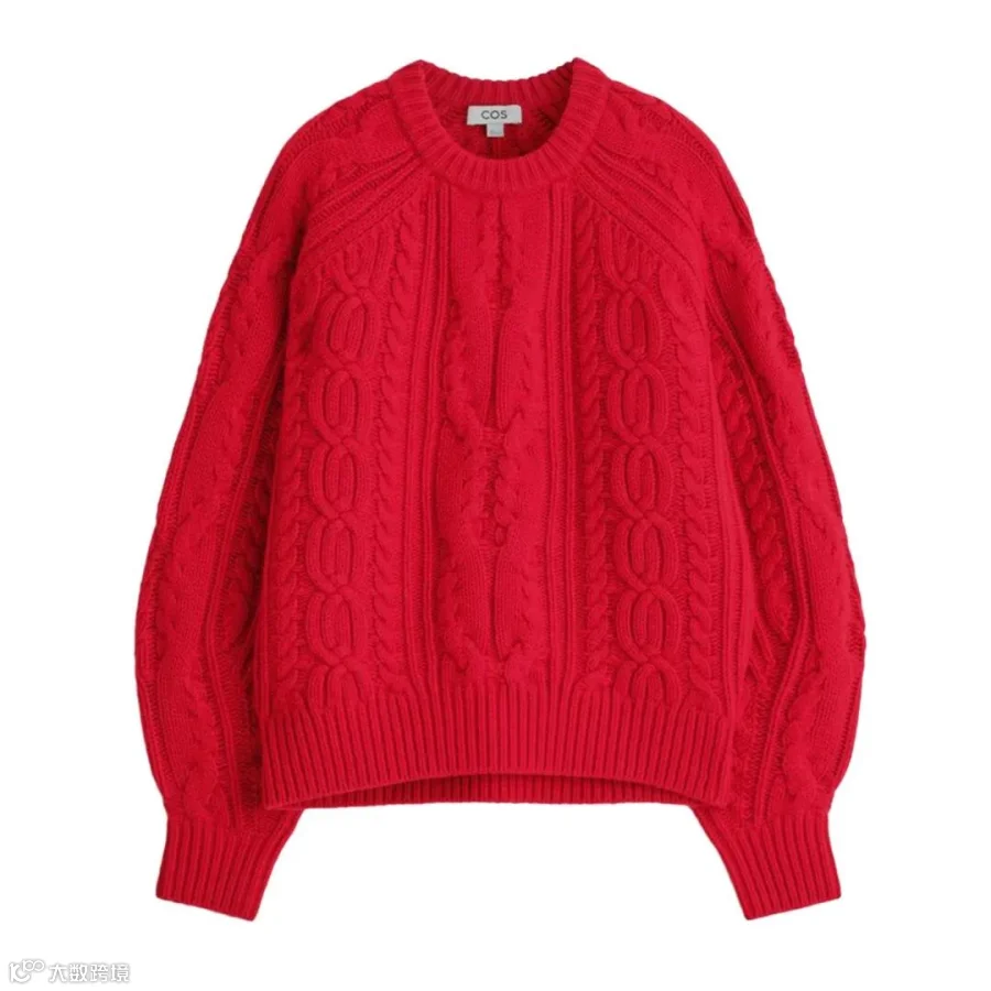 COS红色Oversized Cable毛衫