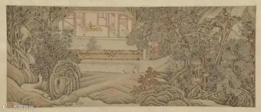 明吴彬林泉放鹤图并汤显祖莲社求友文合卷(局部).jpg