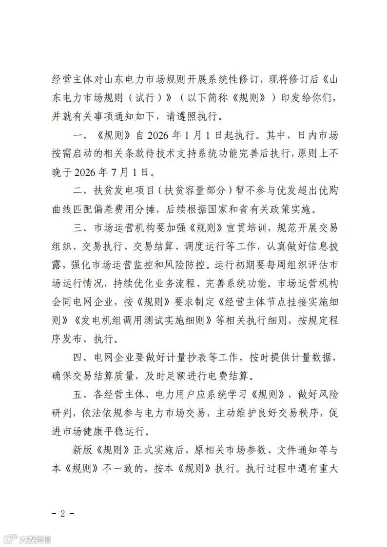 关于印发《山东电力市场规则(试行)》的通知(鲁监能市场规〔2025〕57号)_02.jpg