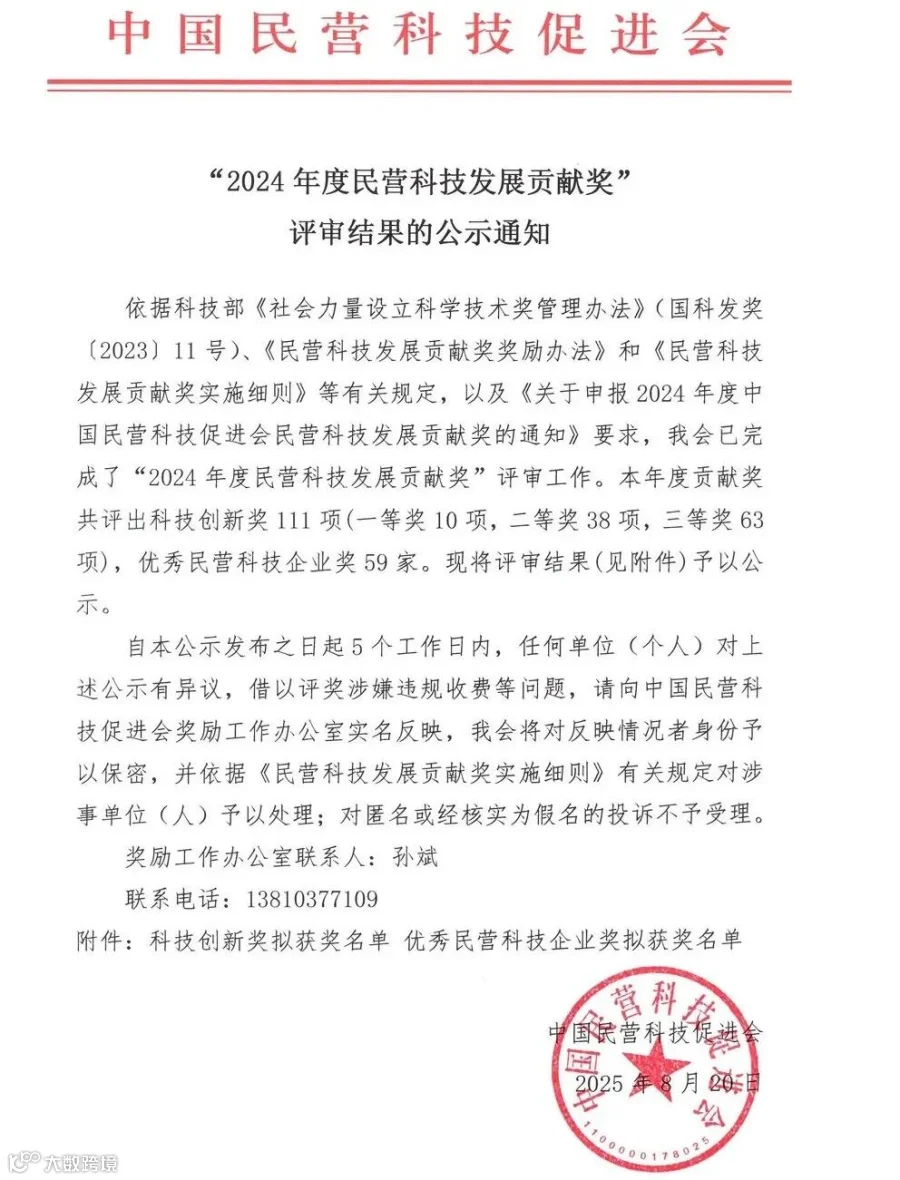 “2024年度民营科技发展贡献奖”评审结果的公示通知 副本副本.jpg