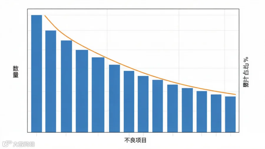 柏拉图示例：按不良数量排序，找出关键少数