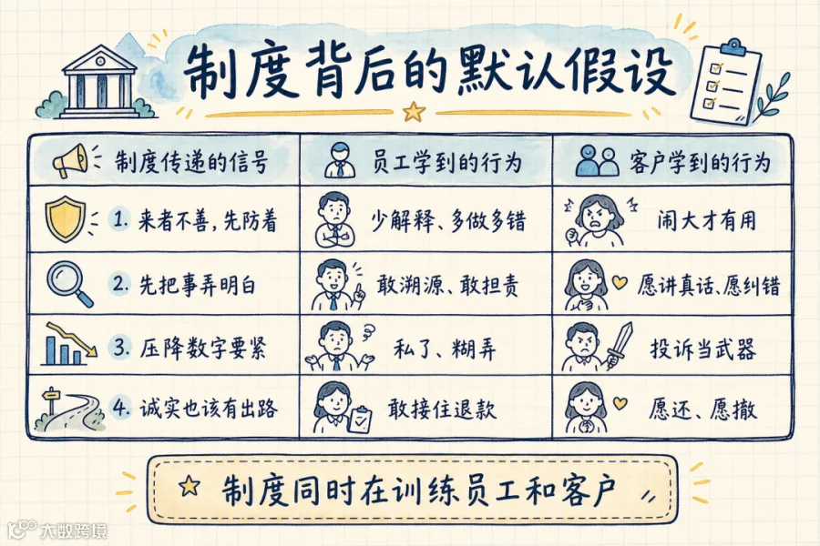 制度背后的默认假设：同时在训练员工与客户