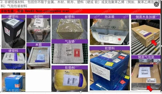 FEDEX非硬纸板材料包装附加费用