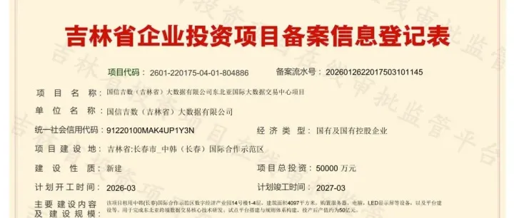 国信吉数重磅布局！东北亚国际大数据交易中心项目即将落地—— 国有控股混合所有制企业赋能区域数字经济，打造跨境数据流通新枢纽