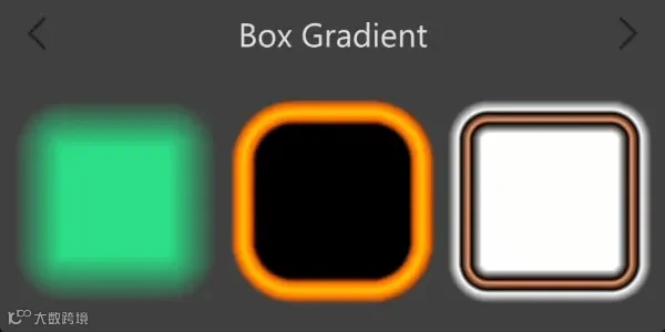 Examples of different kinds of box gradients you can do with canvas rendering