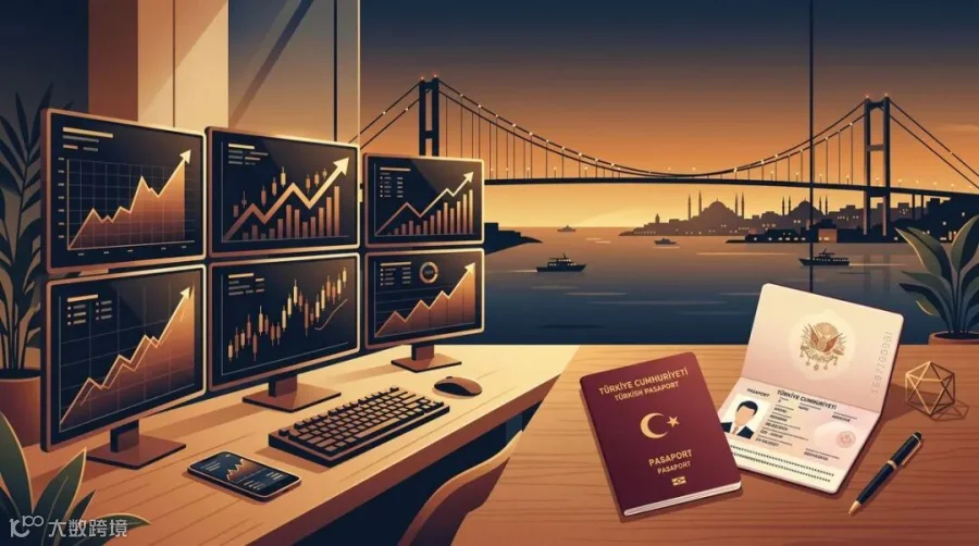 Trade desk with Turkish passport