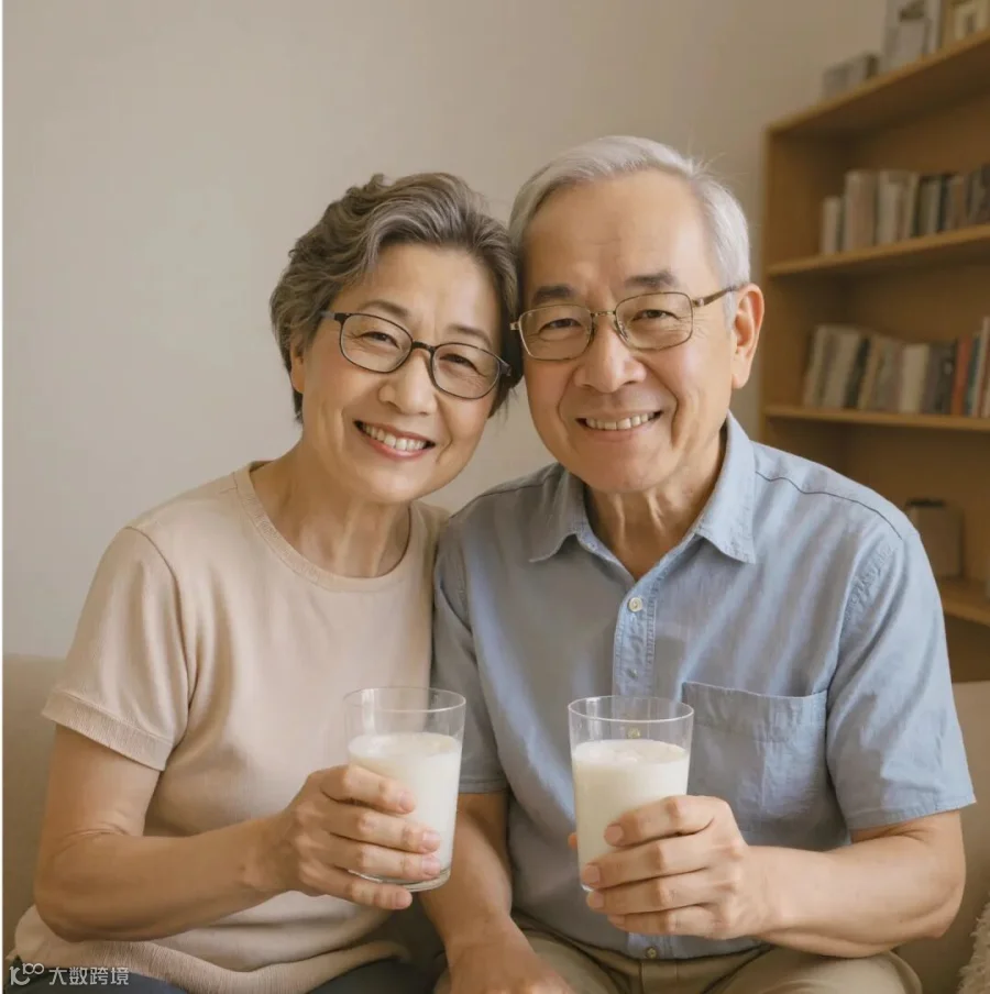 人物系列写实感老年夫妻相伴手拿牛奶图片(1).jpg