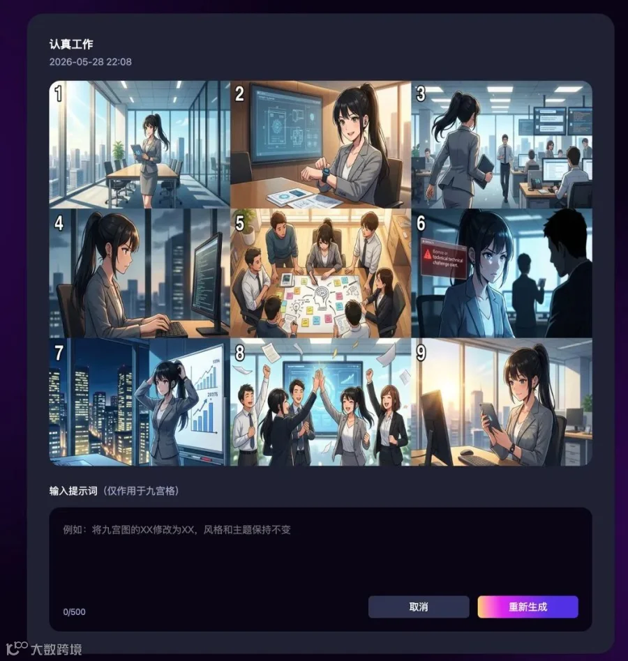 九宫格提示词编辑