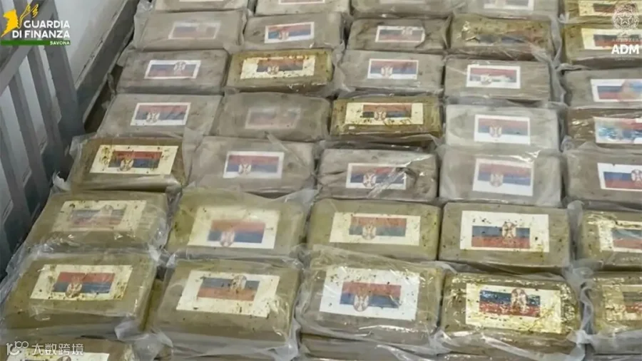 意大利当局周二表示，在一个主要港口的香蕉托盘中查获了约1700磅可卡因。