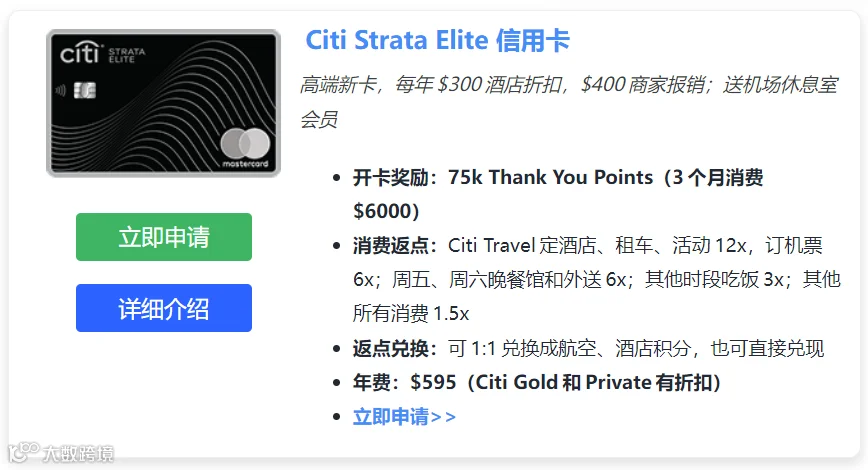 Citi Strata Elite Card