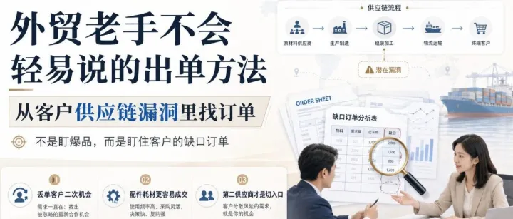 外贸老手不会轻易说的快速出单方法：从客户供应链漏洞里找订单 纯干货