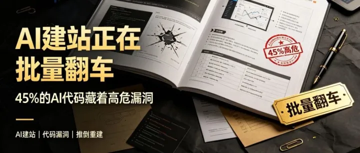 AI 建站正在批量翻车！45% 的 AI 代码藏着高危漏洞，上千个"AI 一键建站"的站，已经推倒重来了