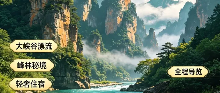 暑假张家界·漂流版 | 8月18日自驾张家界·凤凰古城·湘西苗寨·芙蓉镇6日游，赠送天下第一漂-猛洞河瀑布漂流，漂在画中！