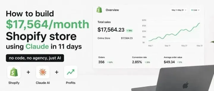 如何在 11 天内，用 Claude 搭建一家月销17,564 美元的 Shopify 商店