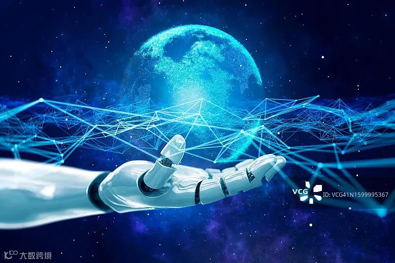 机器人手和全球网络图片素材