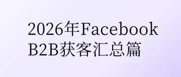 2026年Facebook B2B获客汇总篇