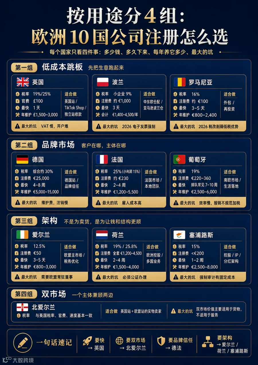 欧洲10国公司注册选择指南高清图