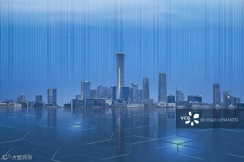 北京城市地标建筑夜景，城市天际线图片素材