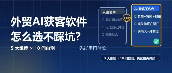 外贸AI获客软件怎么选？2026选则指南：先看这5个维度，别只看“能不能搜客户”