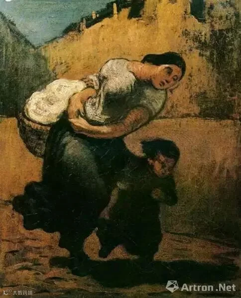 杜米埃《带孩子的洗衣妇》