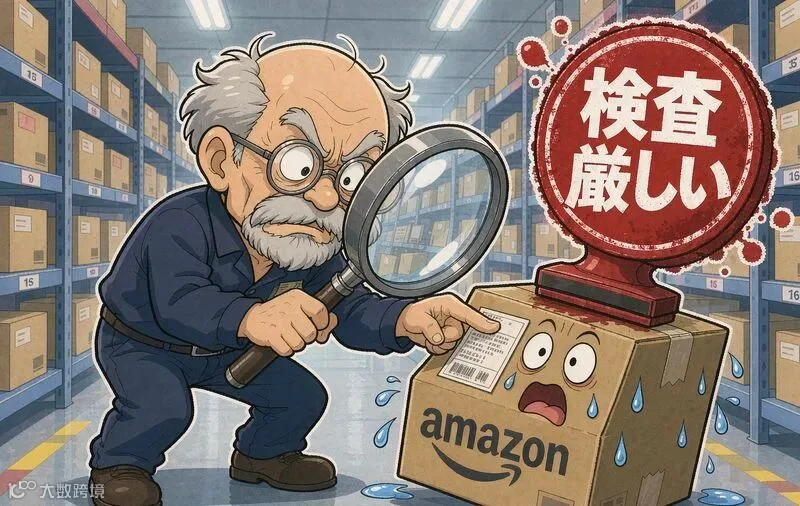 仓库老爷爷用放大镜检查纸箱标签