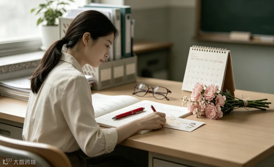 教师伏案备课