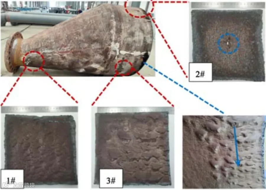 图2 集合管出口炉管盲端及实验取样区域<br>
     Fig.2 Blind end of the manifold outlet furnace tube and experimental sampling area
