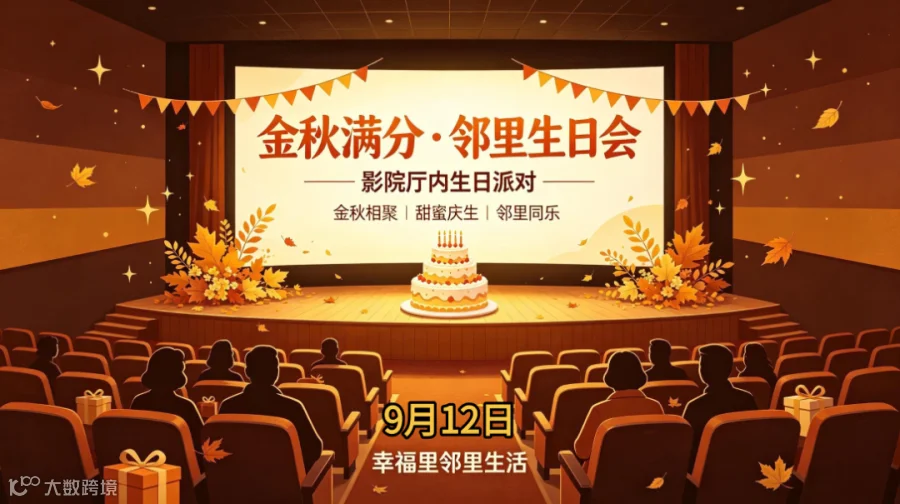 企业员工生日会邀请通知线条创意插画手机海报(1).png
