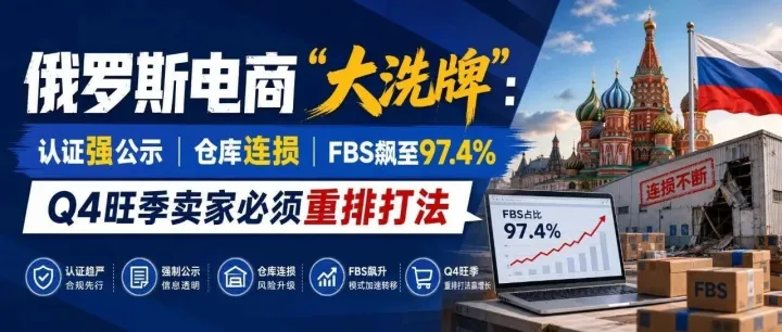 俄罗斯电商“大洗牌”：认证强公示、仓库连损、FBS飙至97.4%，Q4旺季卖家必须重排打法