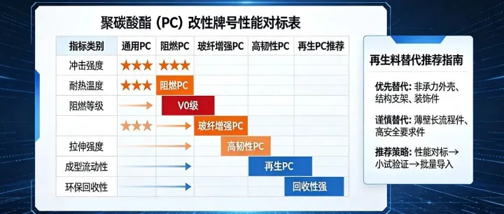 聚碳酸酯（PC）改性牌号性能对标表与再生料替代推荐指南