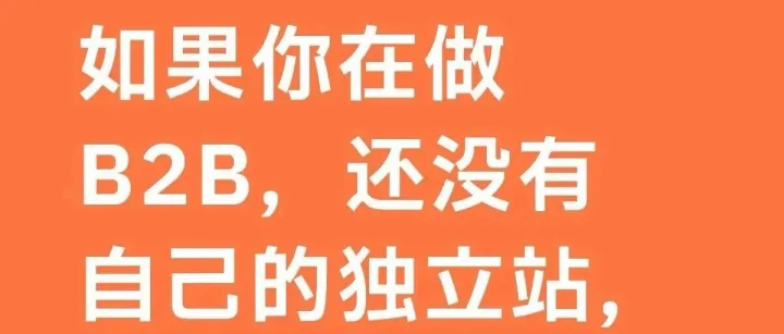 如果你在做 B2B，还没有自己的独立站，我建议你认真考虑一下