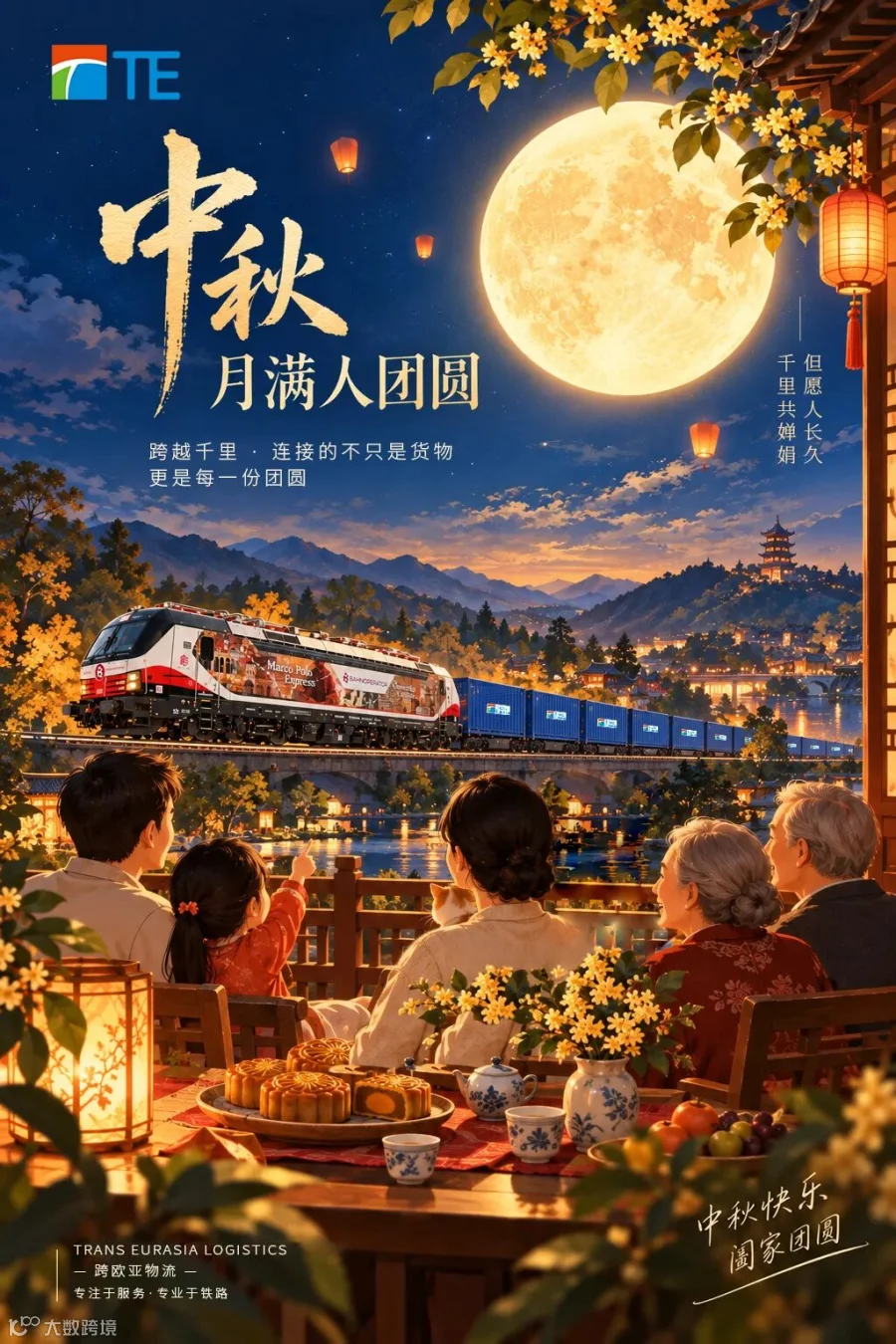 跨欧亚物流中秋贺图