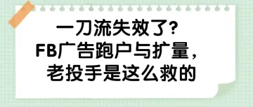 一刀流失效了？FB广告跑户与扩量，老投手是这么救的