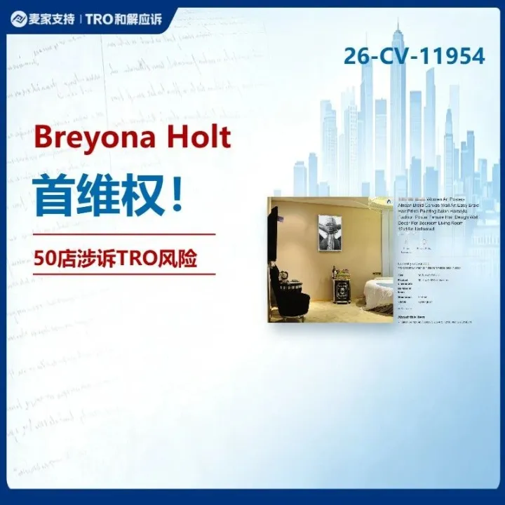 26-cv-11954 | Nike、Maserati合作摄影师维权！Breyona Holt状告50店侵权