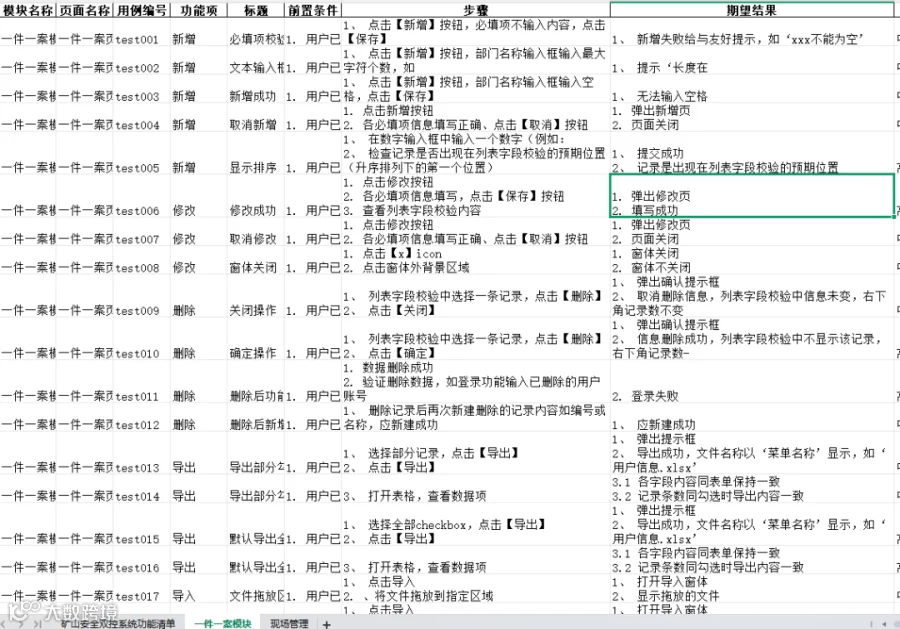 导出测试用例