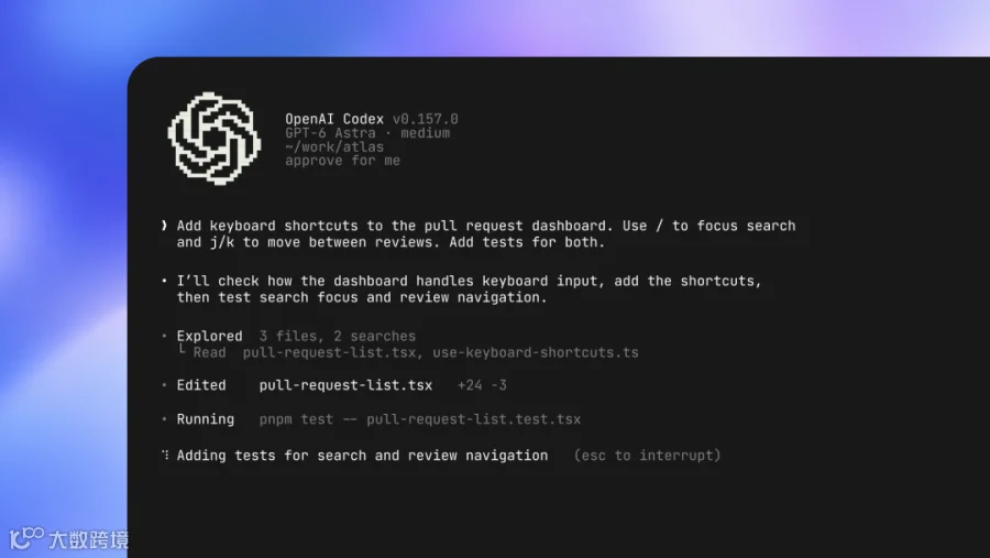 更新后的 Codex CLI 终端