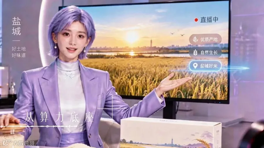 虚拟主播为盐城大米直播带货