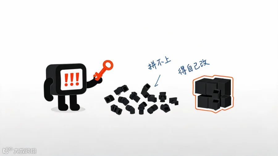 散一地的接口件拼不上，唯一拼得起来的那块得自己改