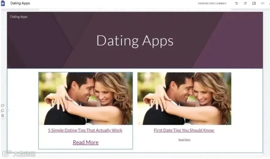 用Google Site搭的中转页，放上图片、标题和查看更多按钮