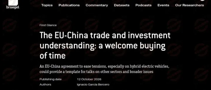 Bruegel：中欧贸易投资磋商共识——争取缓冲时间的积极成果
