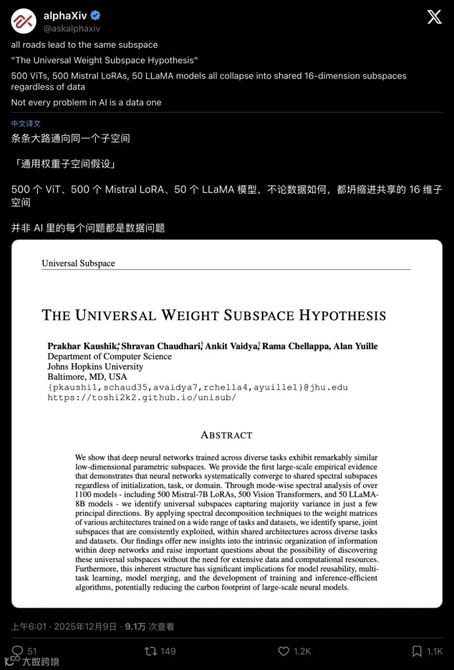 alphaXiv推文截图