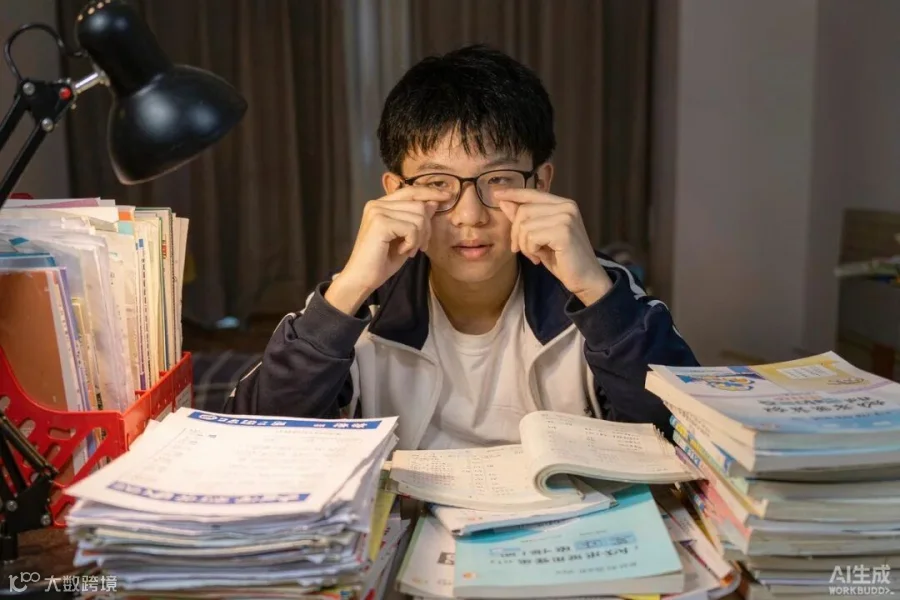 初中生伏案刷题